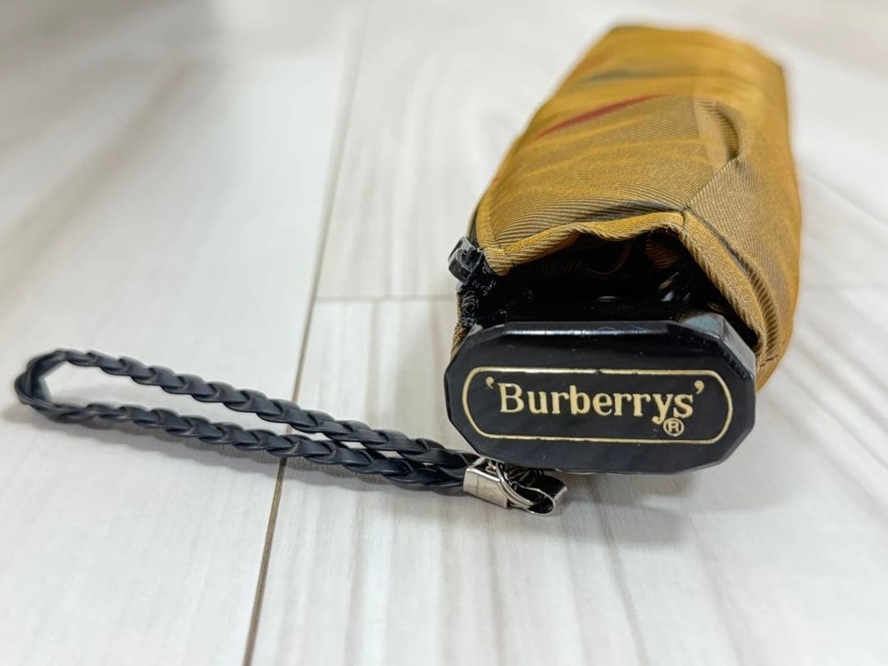 Burberry Folding Umbrella Checked Pattern Compact Ready to Use Authentic