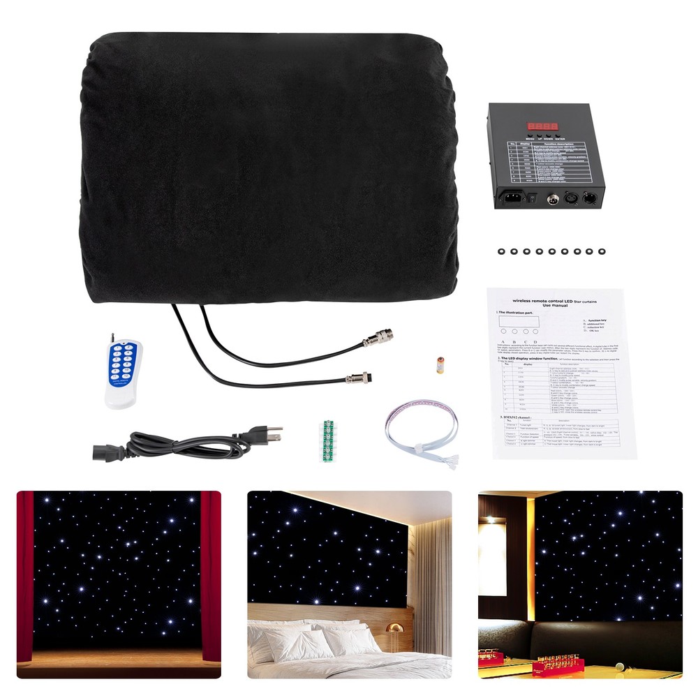 LED Star Light Curtain Backdrops with DMX Control Starry Sky Cloth Background US