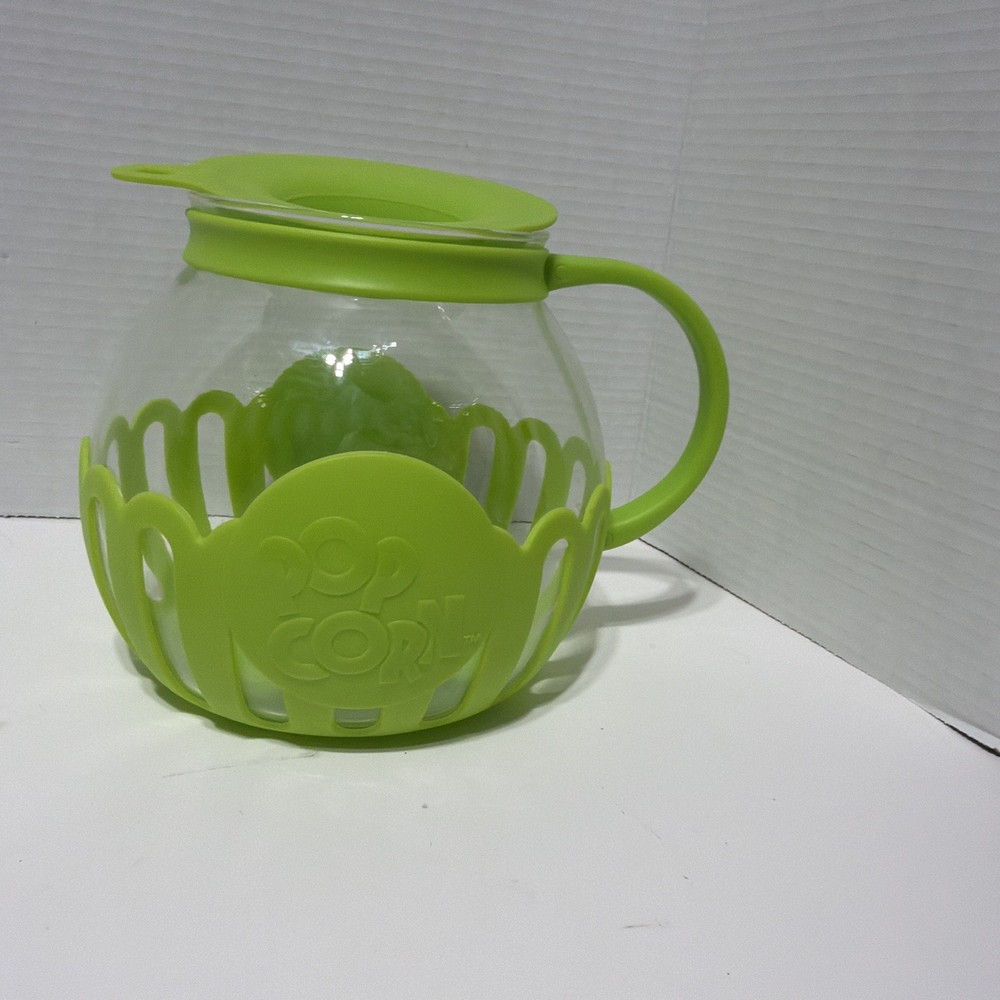 Ecolution Micro-Pop Microwave Popcorn Maker 3 QT Green Glass Silicone