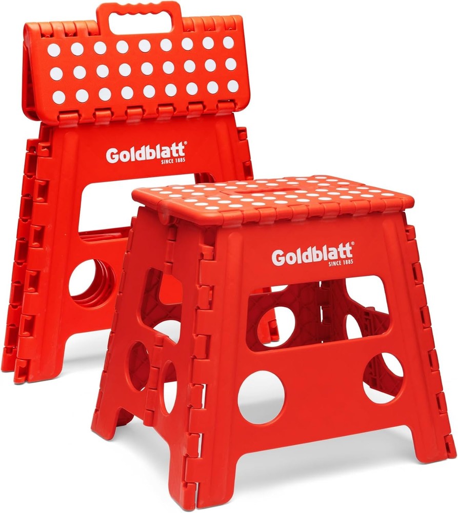Goldblatt 2PC 12.5" Folding Step Stool Heavy-Duty Plastic Portable Stool 300 lbs