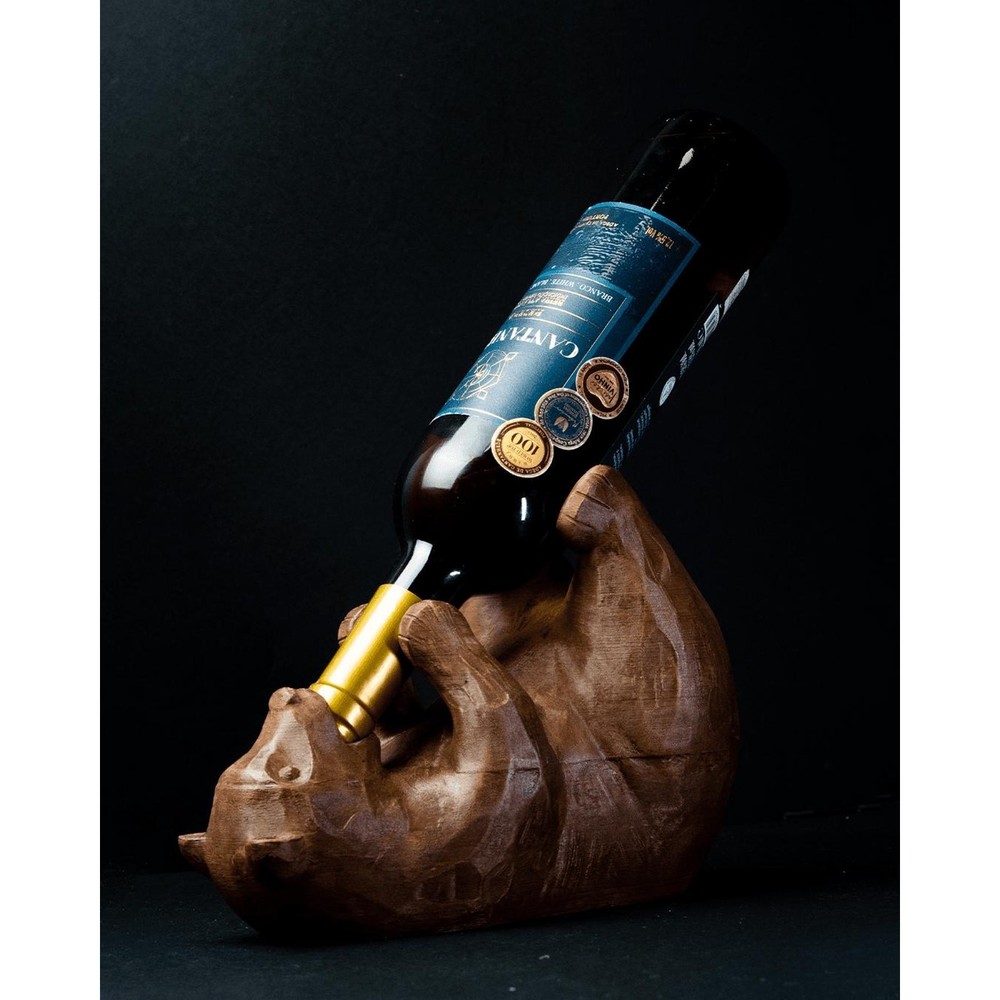 Bear Wine Bottle Holder: Rustic Cabin Decor