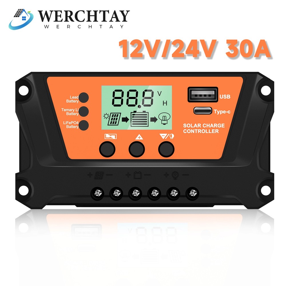100A MPPT Solar Panel Controller Charge Regulator 12V/24V Battery Auto LCD USB