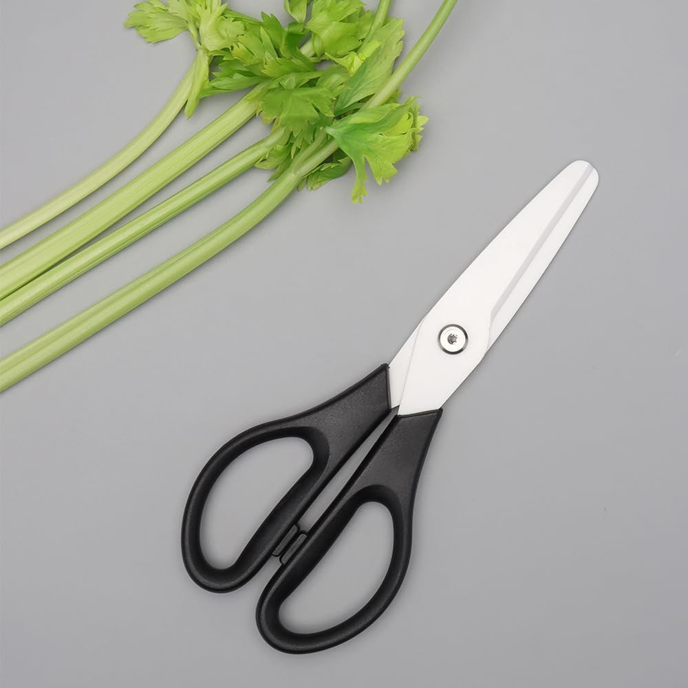Kitchen Scissors 8" All Purpose Black Comfort ABS Grip White