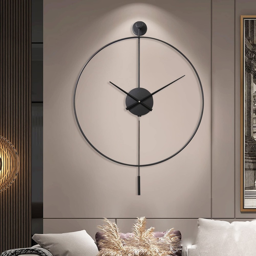 YISITEONE Classical Large Decorative Wall Clock with Pendulum, Modern Non-Tic...