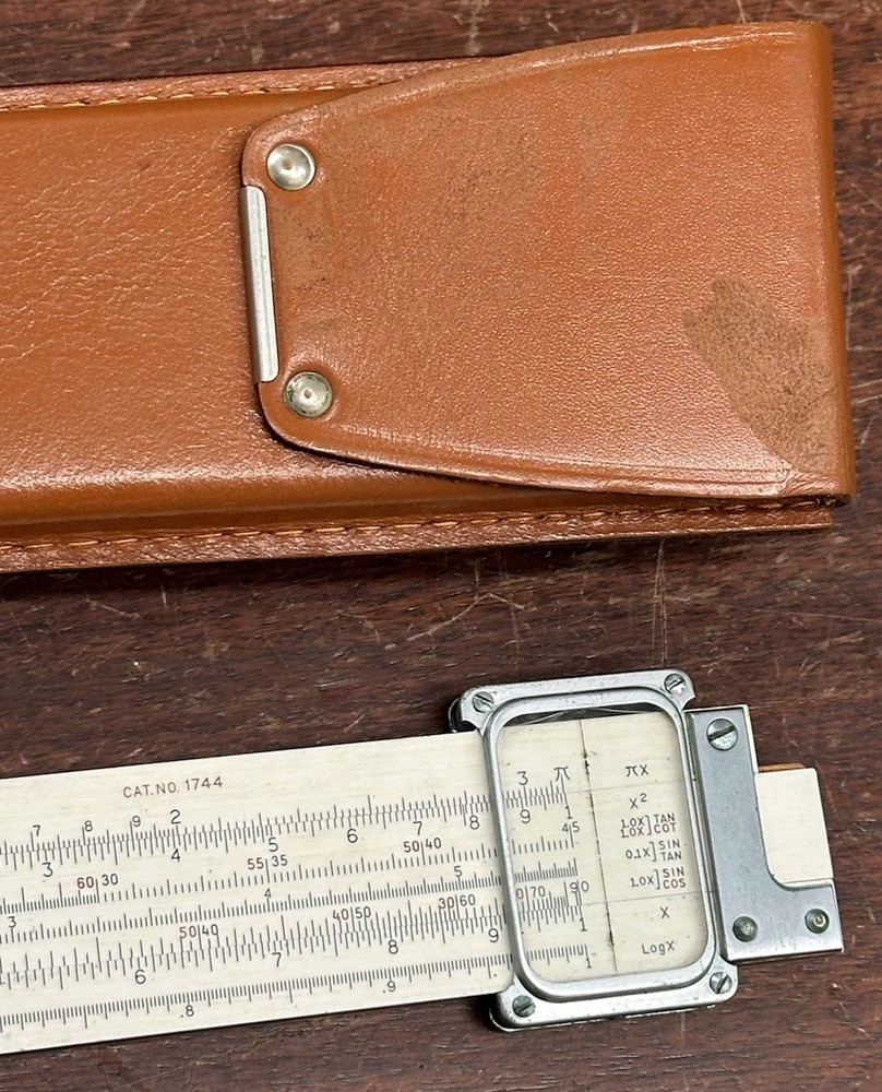 VTG Eugene Dietzgen Co Slide Rule Micromatic Vector Type Log With Leather Case