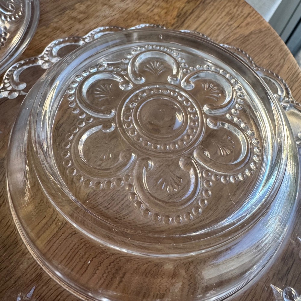 Antique EAPG Bryce Bros BEADED OVAL & SCROLL Covered Butter Dish