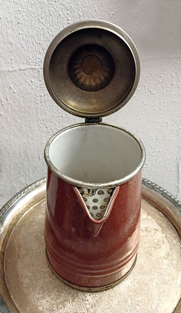 Antique Manning Bowman Enamel Coffee Pot