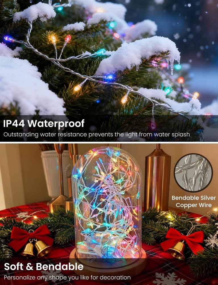 Fairy Lights 9.8FT 120LED, Battery Operated Firecracker Cluster String Lights...