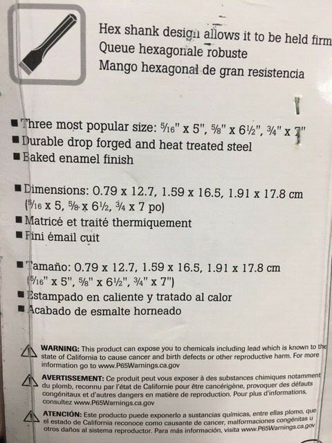 NEW VULCAN 3pc COLD CHISEL SET # 5642178