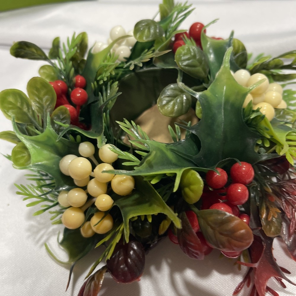 Christmas Plastic Candle Holder Features Mistletoe