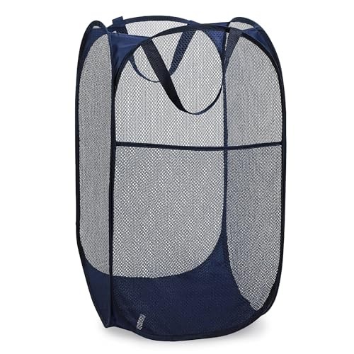 Collapsible Mesh Foldable Hamper 14" x 14' x 24" Navy Blue