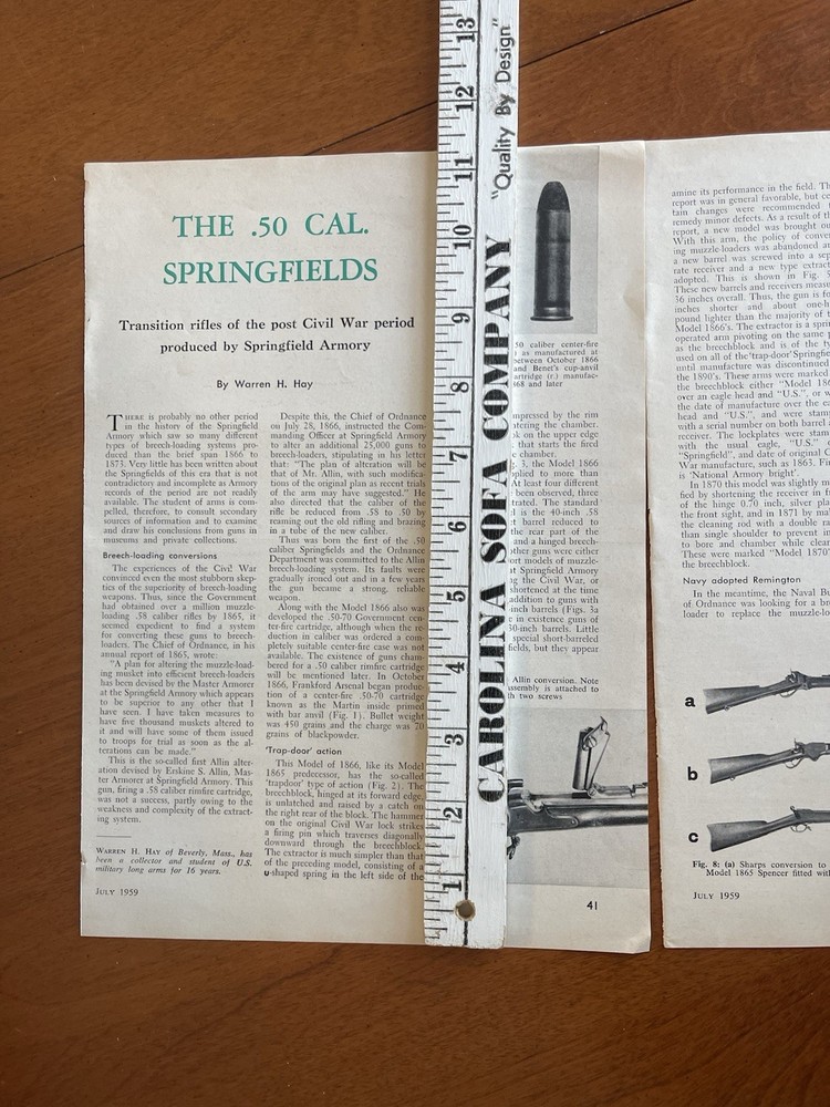1959 Magazine Article Print Ad .50 Caliber Springfield’s Gun Ammunition Article