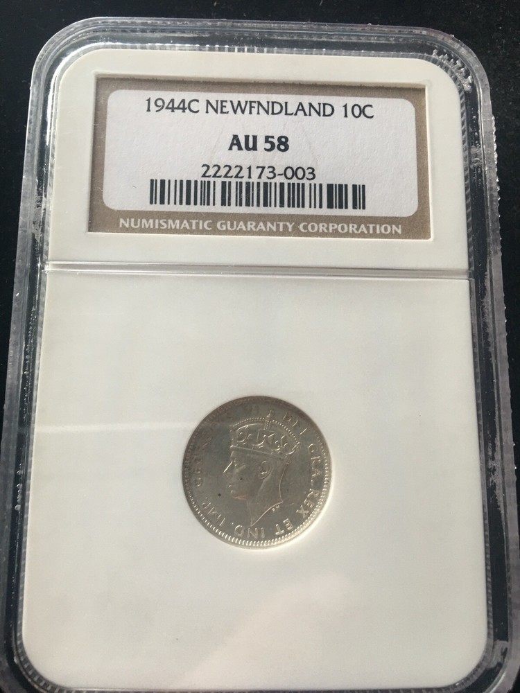1944c  NGC Graded Newfoundland, ¢10 Ten Cent**AU-58**