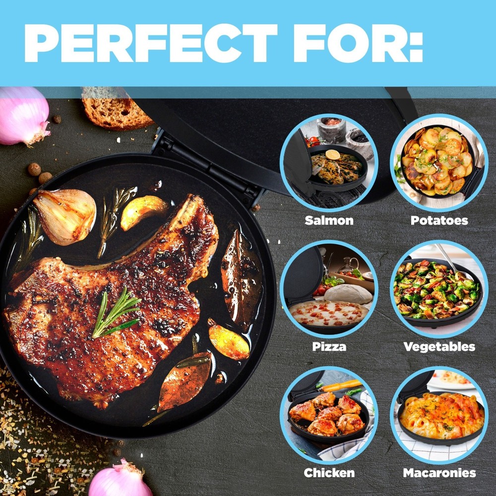 Courant 12 Inch Electronic Pizza Maker, Griddle, Multipurpose Oven, GRAY