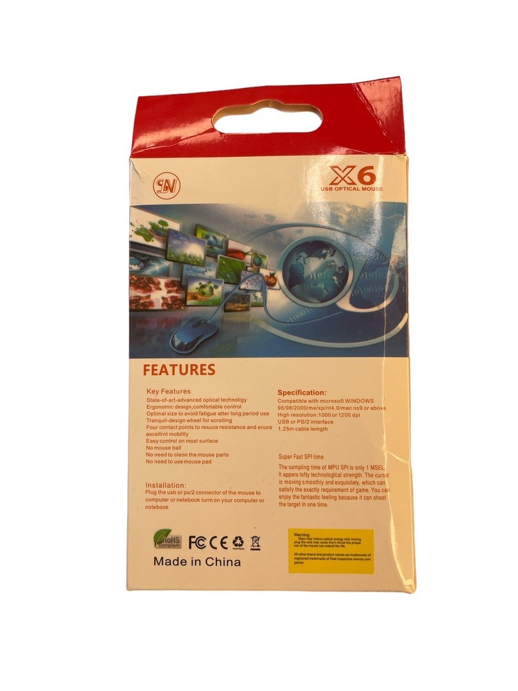 Ligenz X6 USB Optical Wired High Precision Gaming Mouse Ergonomic Design NEW