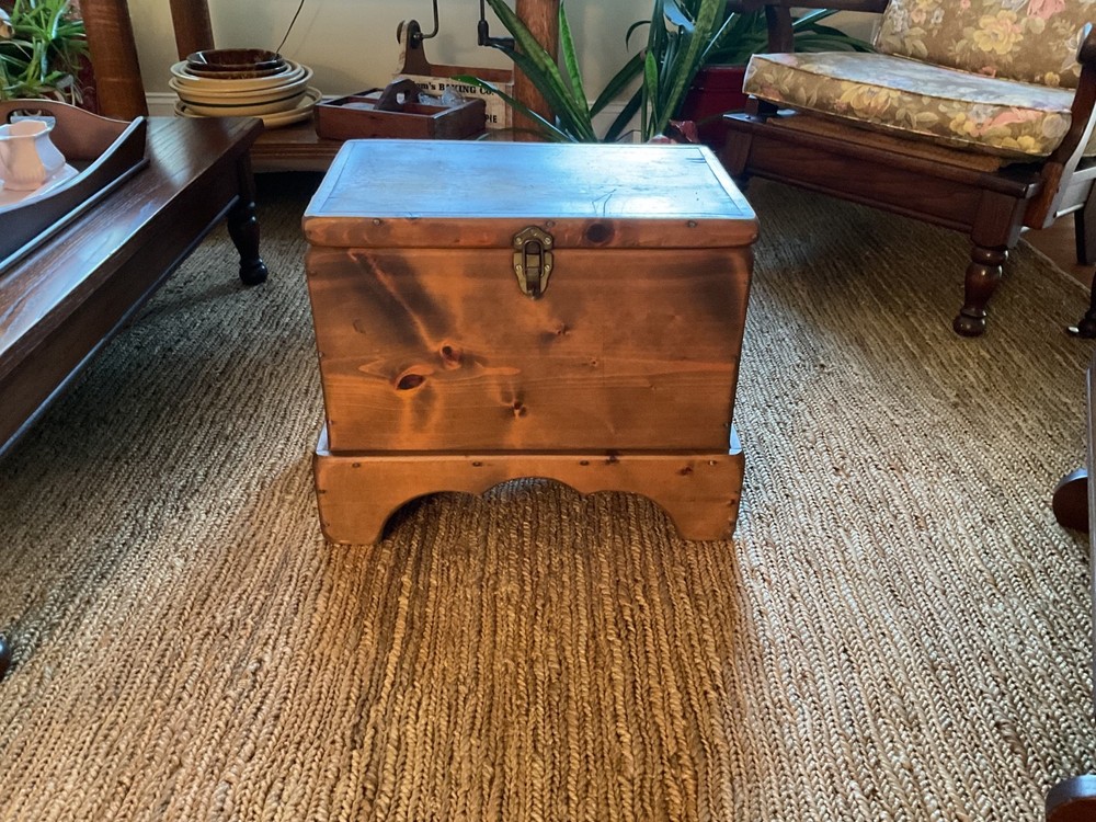 VTG Child's Hand Made Solid Pine Chest with Attached Stand