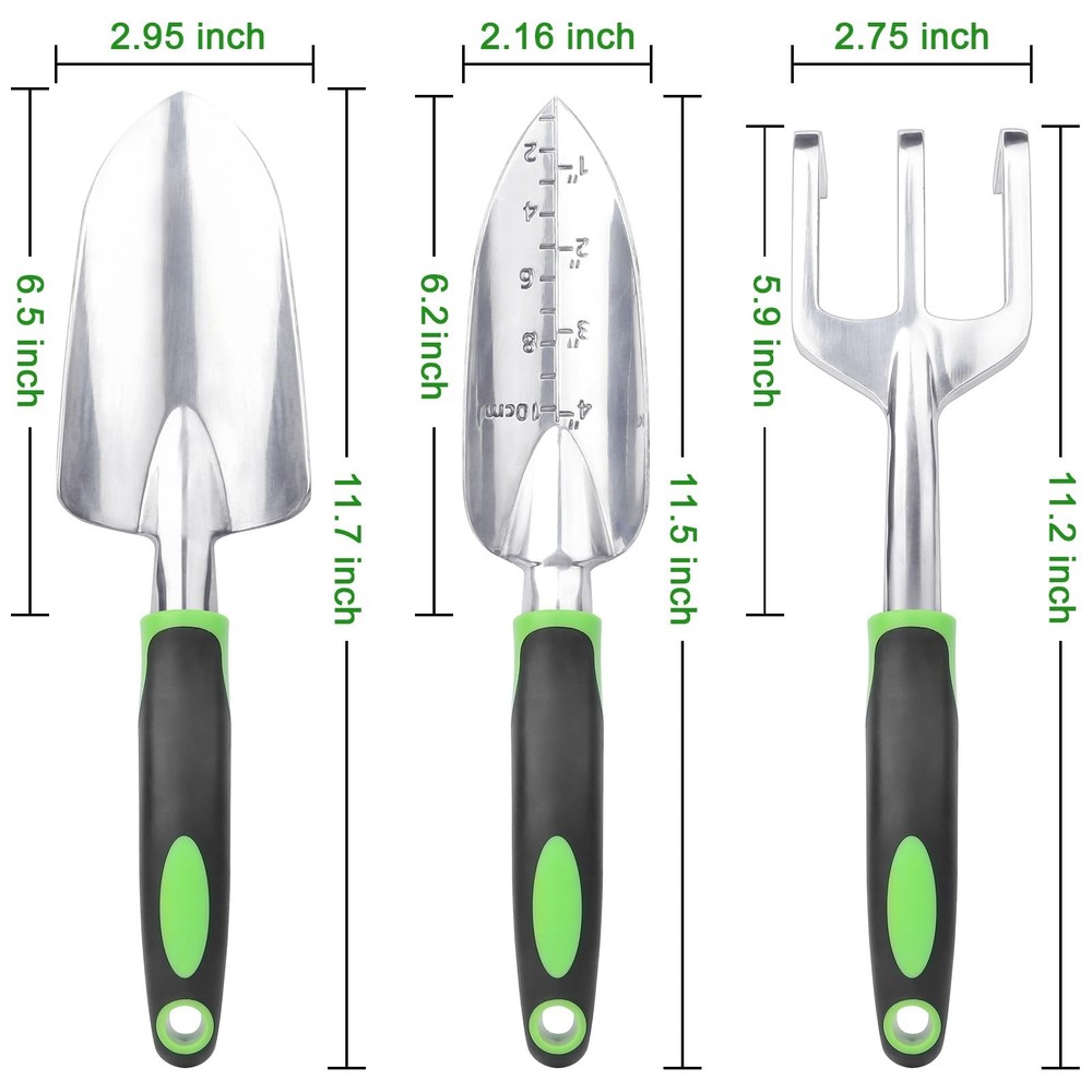 Garden Tools Set, 3 Pack Heavy Duty Gardening Set Include 3 Pack, Green