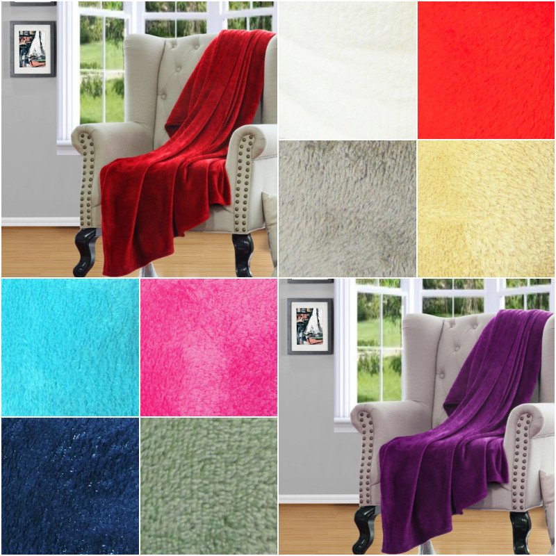 MICRO-PLUSH BLANKET SUPER COZY SOFT AND EASY CARRY SOLID SMALL THROW BED BLANKET
