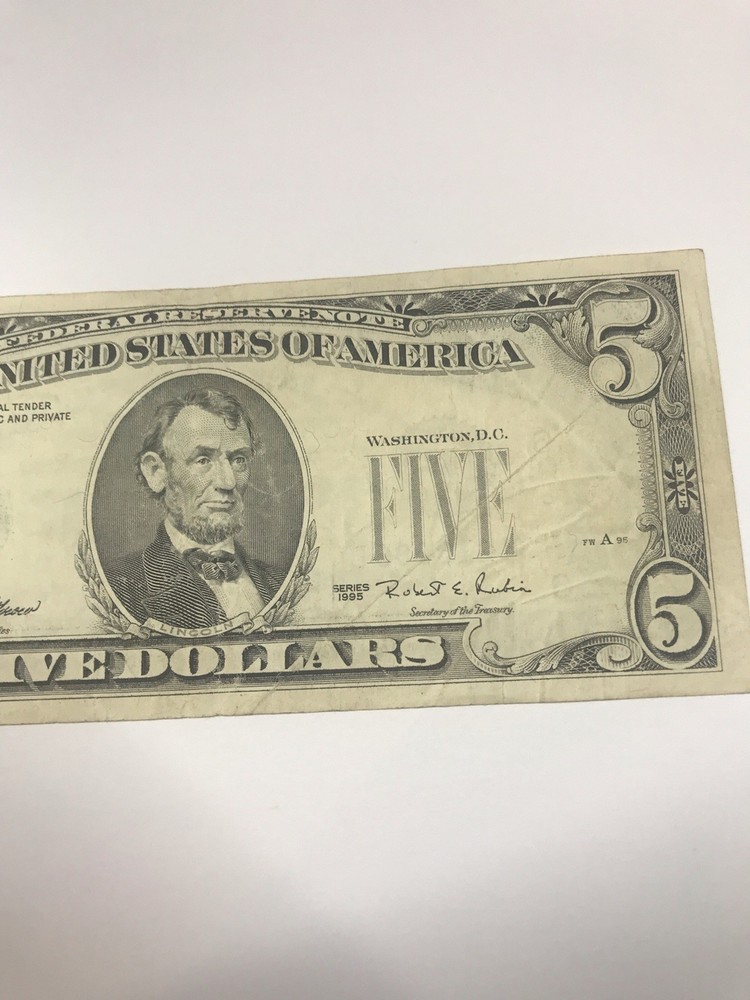 1995 $5 Error Note - Overprint On Back - Rare, Ungraded (#Cm82)