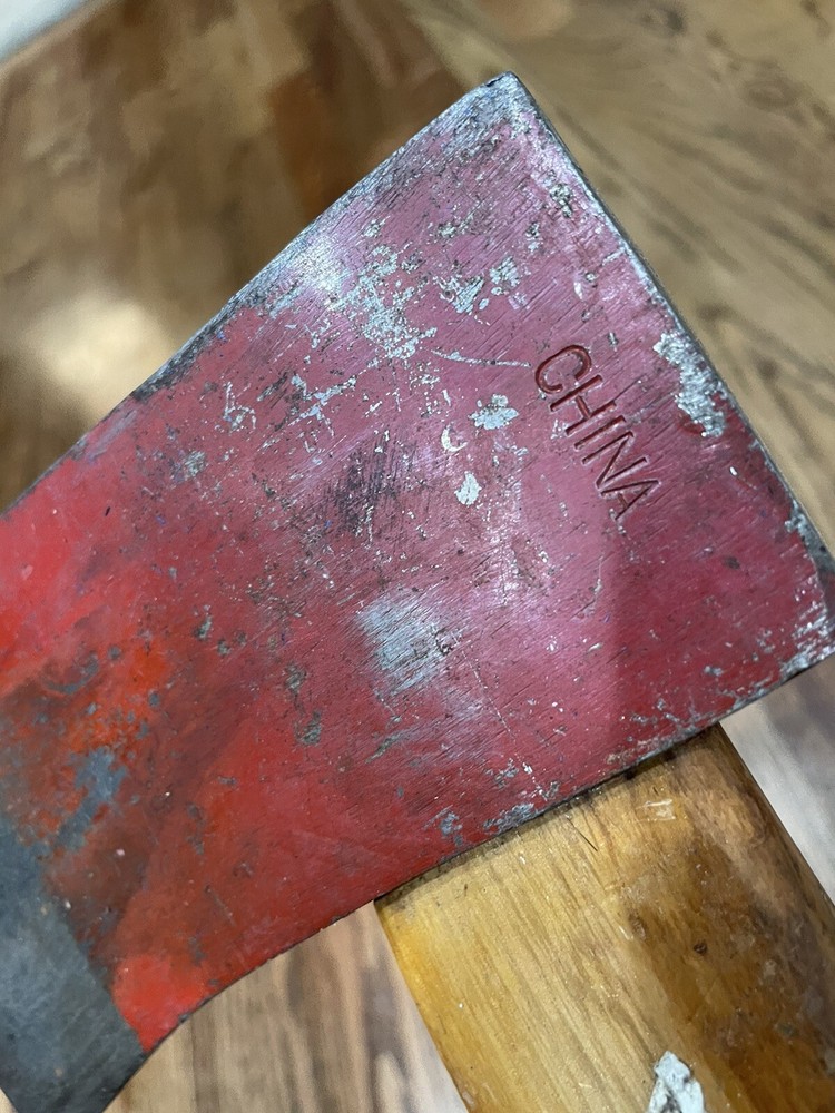Vintage Red Short Handle Axe Hatchet Hand Chopping Tool