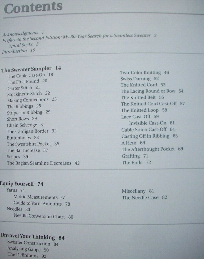 The Sweater Workshop Seam-free patterns instruction