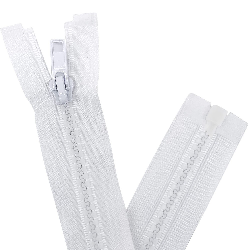 #5 29 Inch Separating Jacket Zippers 2 PCS White Molded Plastic Bulk DIY