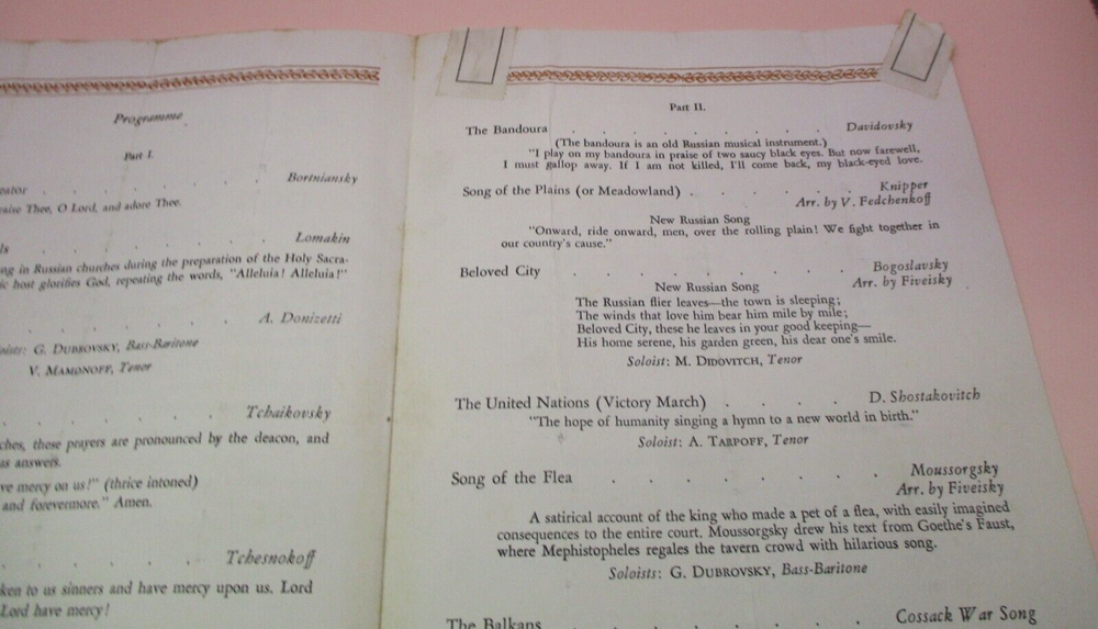 NICHOLAS KOSTRUKOFF Signed 1940s DON COSSACK CHORUS Program