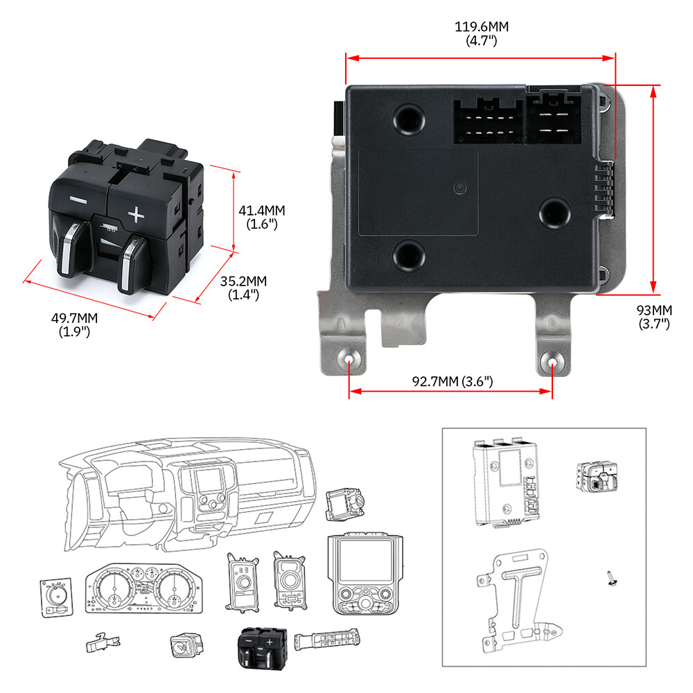 Fit For 2016-2018 RAM 1500(DS) 2500 3500 Integrated Trailer Brake Controller