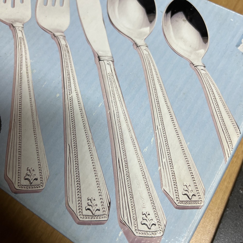 VTG. 20-PC. SILVER PLATED FLATWARE SET 4-PLACE SETTINGS REGENT SQUARE SEALED