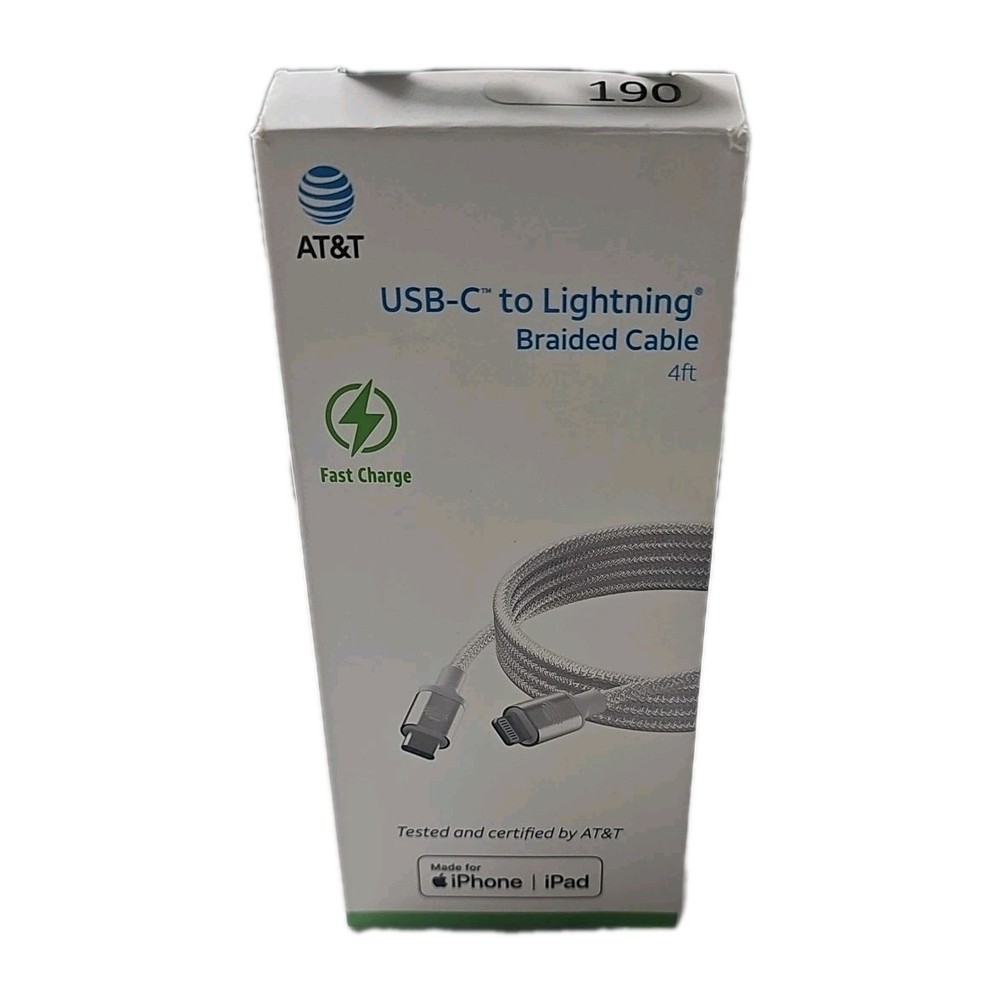 At&t Usb-C To iPhone Cable Braided White