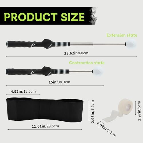 Retractable Golf Swing Trainer with Click Feedback - Right Hand Golf Grip