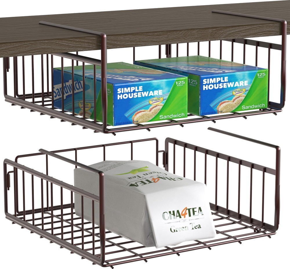 Bronze Under Shelf Baskets 2-Pack - Simple Storage Solution for Your Home