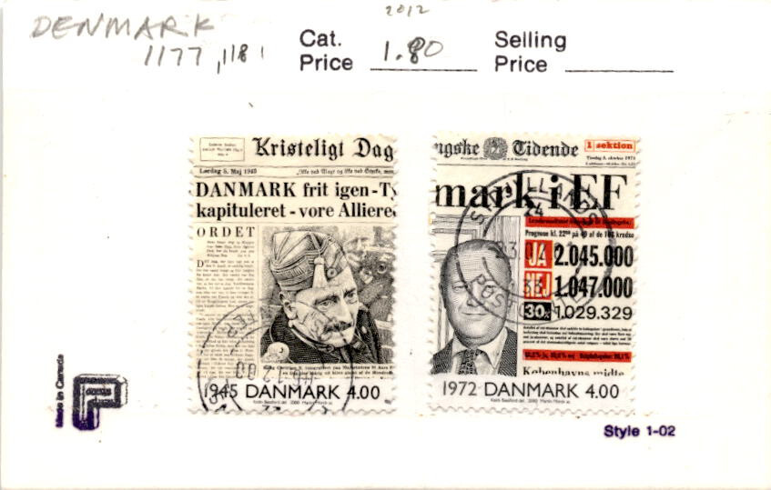 Denmark, Postage Stamp, #1177, 1181 Used, 2000 (AB)