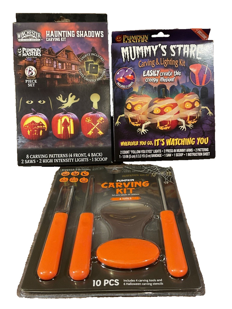 Pumpkin Masters Kits: Lights-Shadow Project Patterns-Mummy’s Stare + Tools NIP🎃