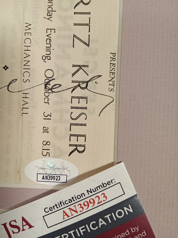 Fritz Kreisler Signed Autograph Program Page Austrian Violinist Composer JSA