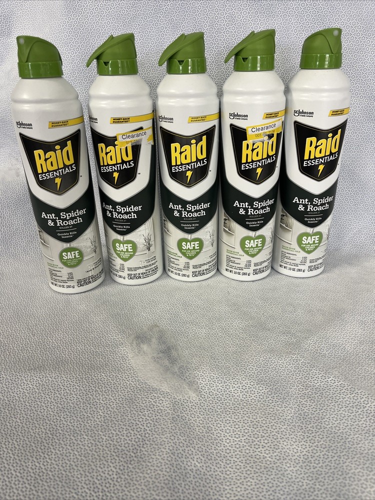 Box of 5 - Raid Essentials Ant, Spider & Roach Killer 27 Spray, 10 Oz