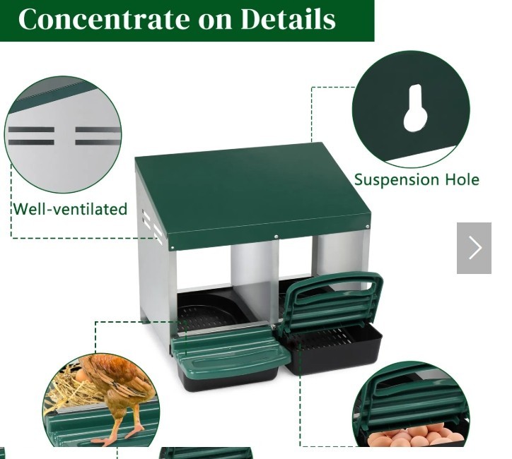 2 Compartment Roll Out Chicken Nesting Box with Plastic Basket, Egg Nest Box Chi