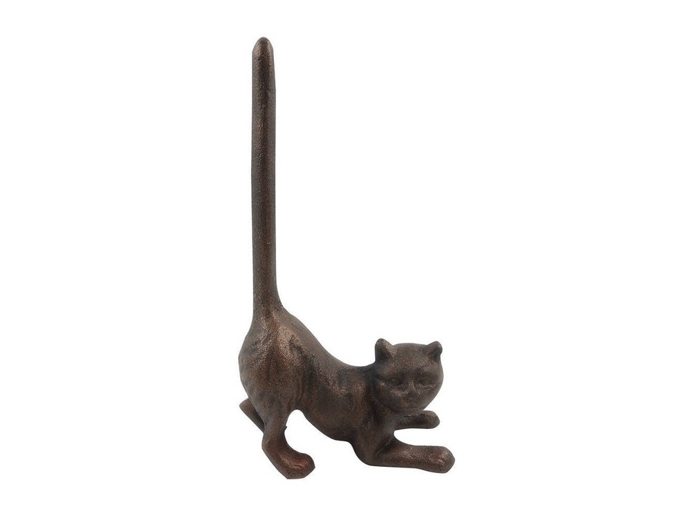 Rustic Copper Cast Iron Cat Paper Towel Holder 10"