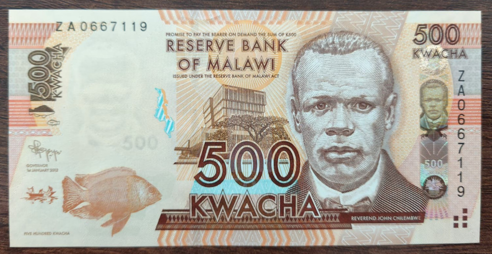 Malawi 500 Kwacha 2012 Prefix ZA Replacement UNC