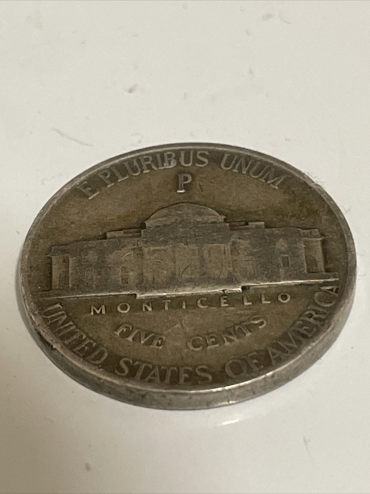 1943-P Silver Jefferson Type 2 war nickel