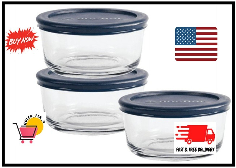 Pyrex 2 Cup 6pc Round Glass Food Storage Value Pack Red: