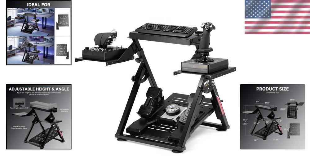Flight Racing Simulator Stand - Fully Adjustable & Space-Saving Design