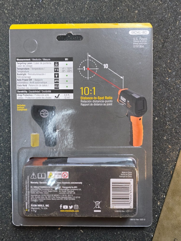 🌟Klein Tools IR1 Infrared Digital Thermometer with Targeting Laser