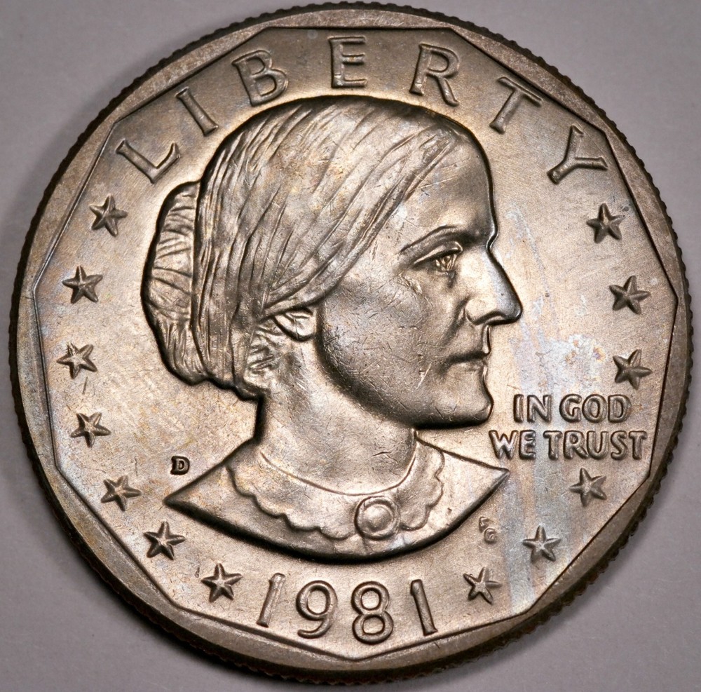 $1 1981 D SBA, lightly toned, Uncirculated UNC (E124)