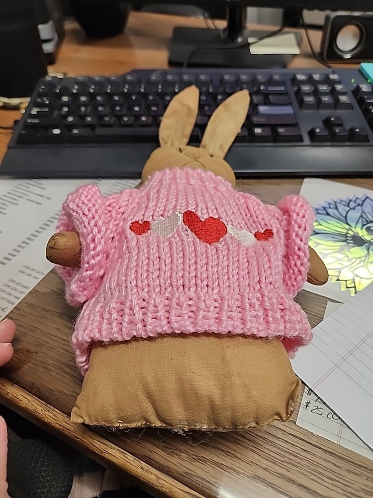 Primitive Grung Bunny Easter Spring Sweater Removable Body Only 12"