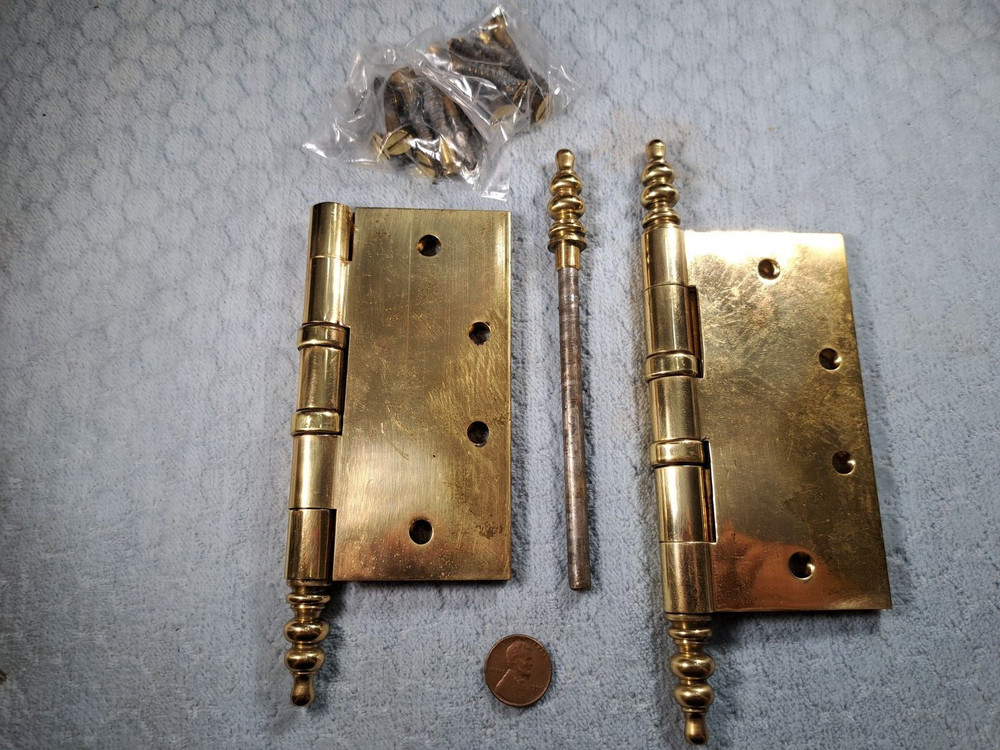 4-1/2 x 4-1/2 Brass Steeple Hinges NOS