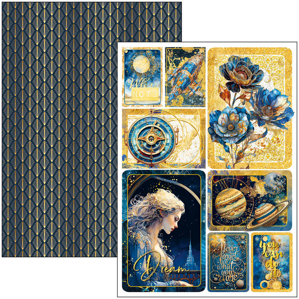 Ciao Bella CELESTIAL A4 Creative Pad 9/pkg Ephemera Cards Tags Journal