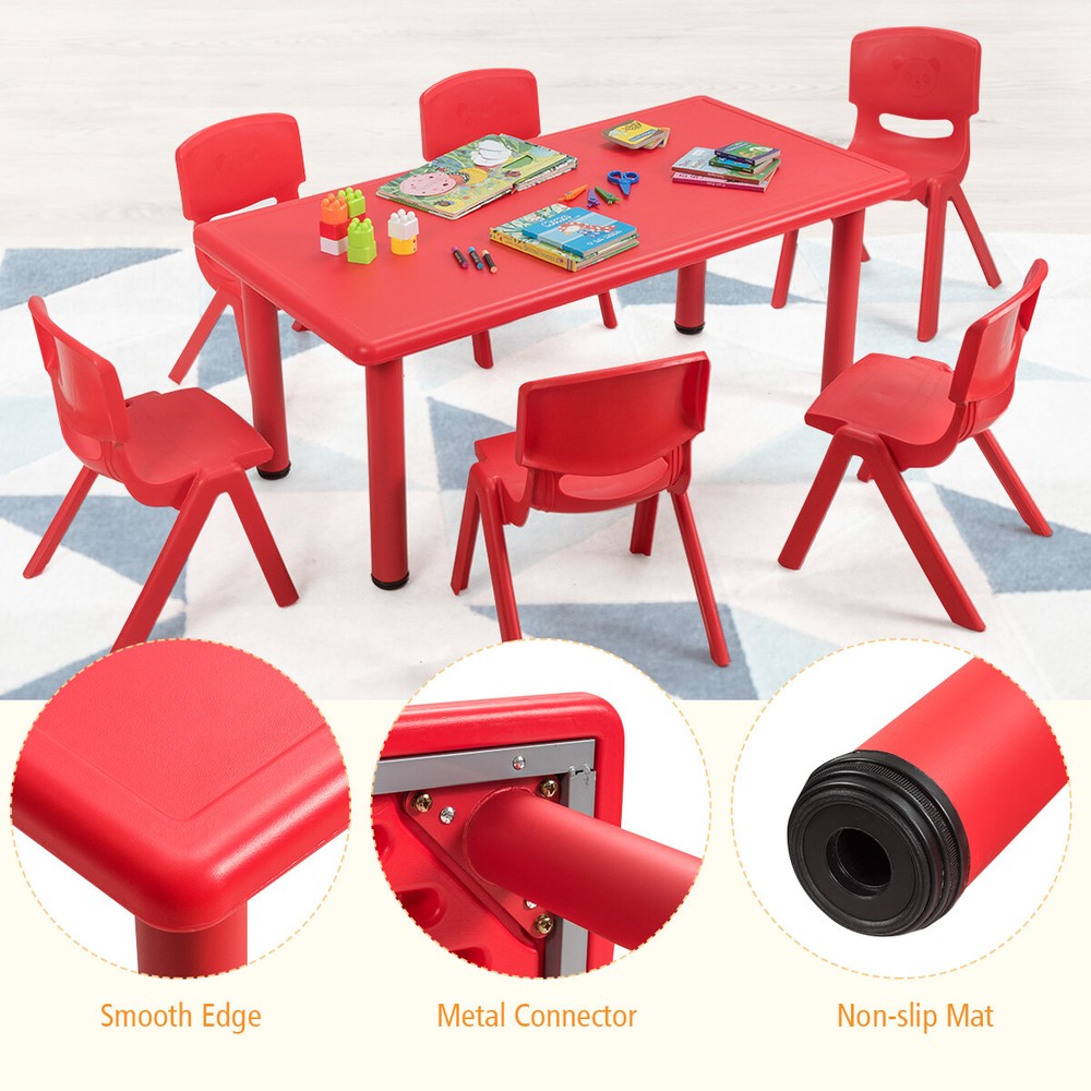 Topbuy 6 PCS Plastic Kids Chair Modern Stackable Learning Chairs Red/Blue