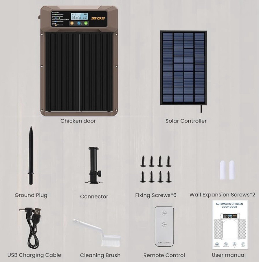 Solar-Powered Automatic Chicken Coop Door with LCD Screen - 4 Open Modes Timer