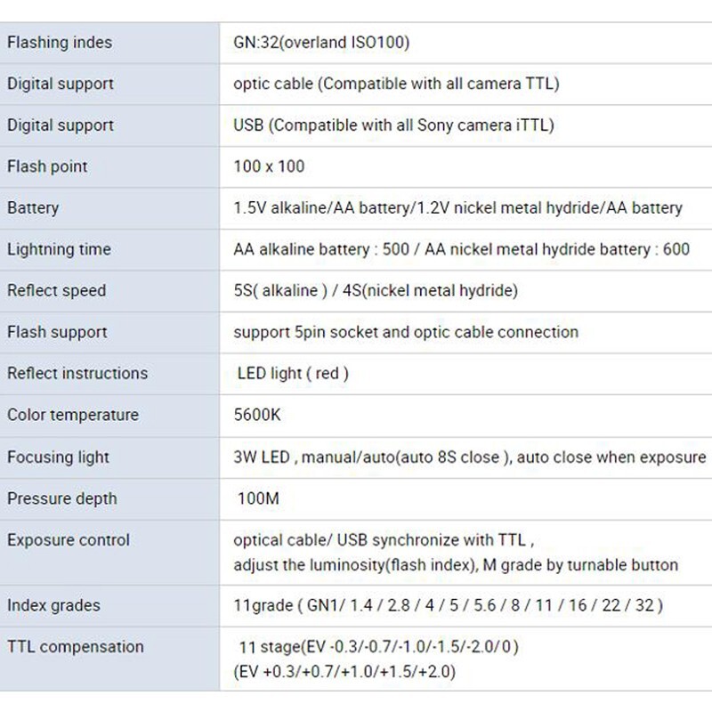Seafrogs ST100 Pro 100m/325ft Underwater Strobe Waterproof Camera Flash Light